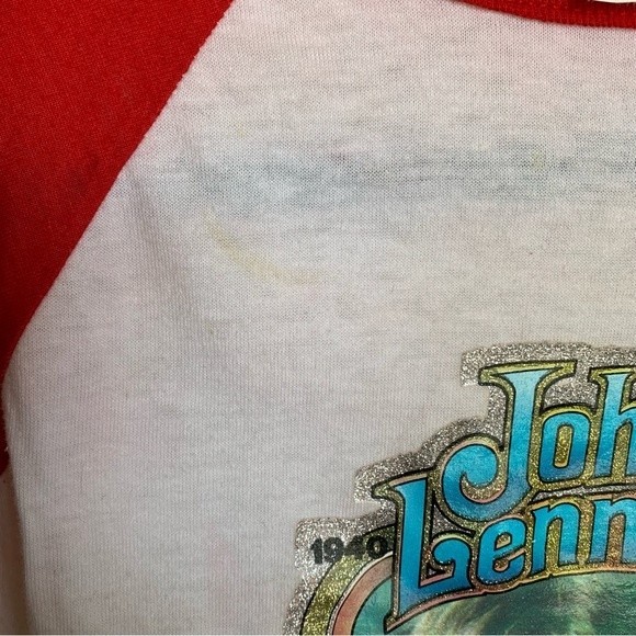 Vintage 80s John Lennon Memorial Raglan T-Shirt - Picture 7 of 9